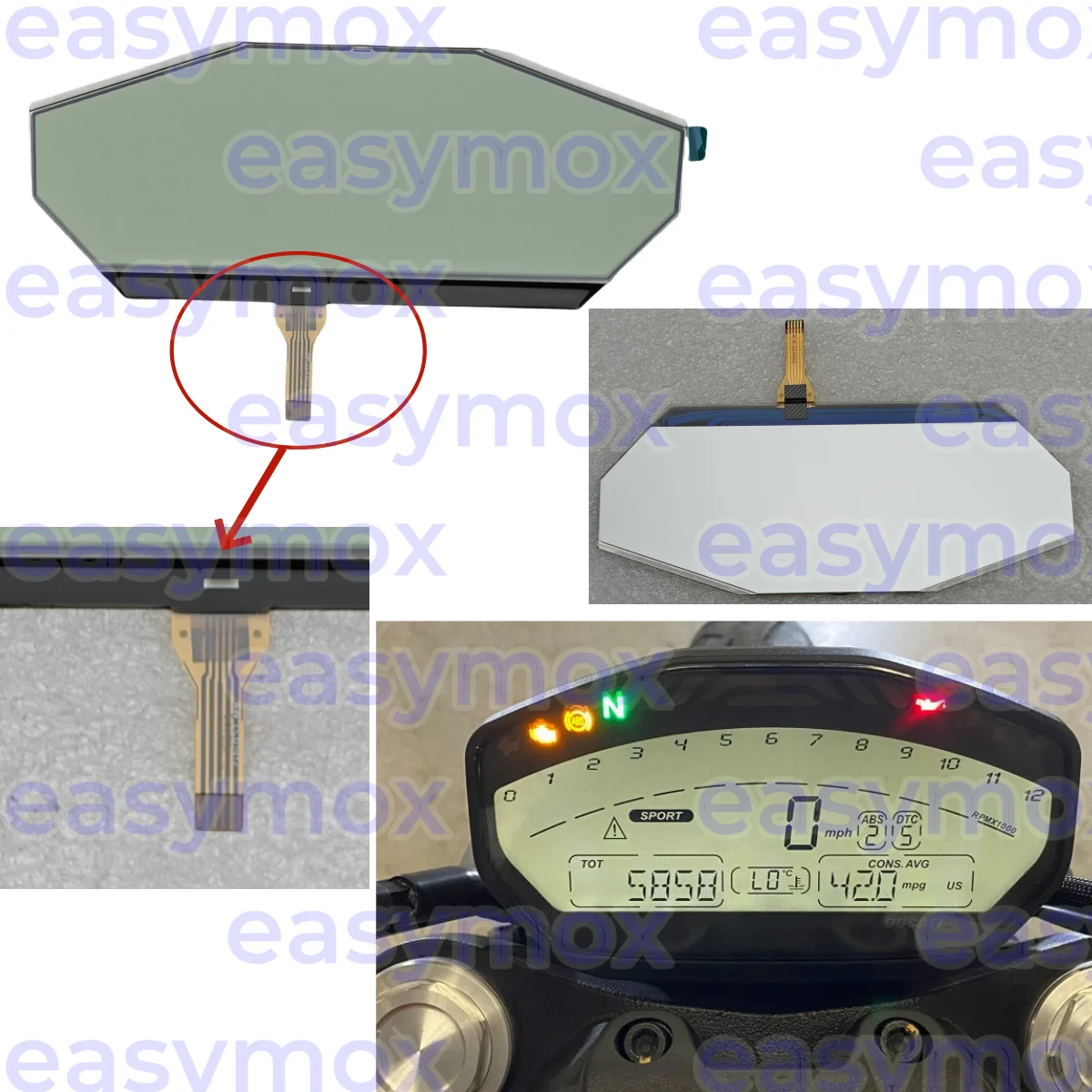 TFT Display for 2014-2019 Ducati Monster 821 Speedometer Tachometer Instrument Screen Repair