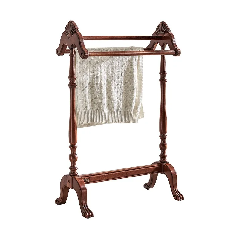

Solid wood coat rack Floor-to-ceiling bedroom hanger, European-style household rack, towel rack AQ337