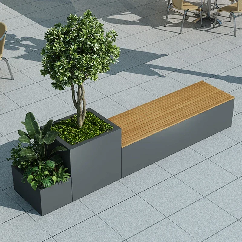 Outdoor flower box combination  pool road greening leisure seat partition   pot seat rectangular  bed planting