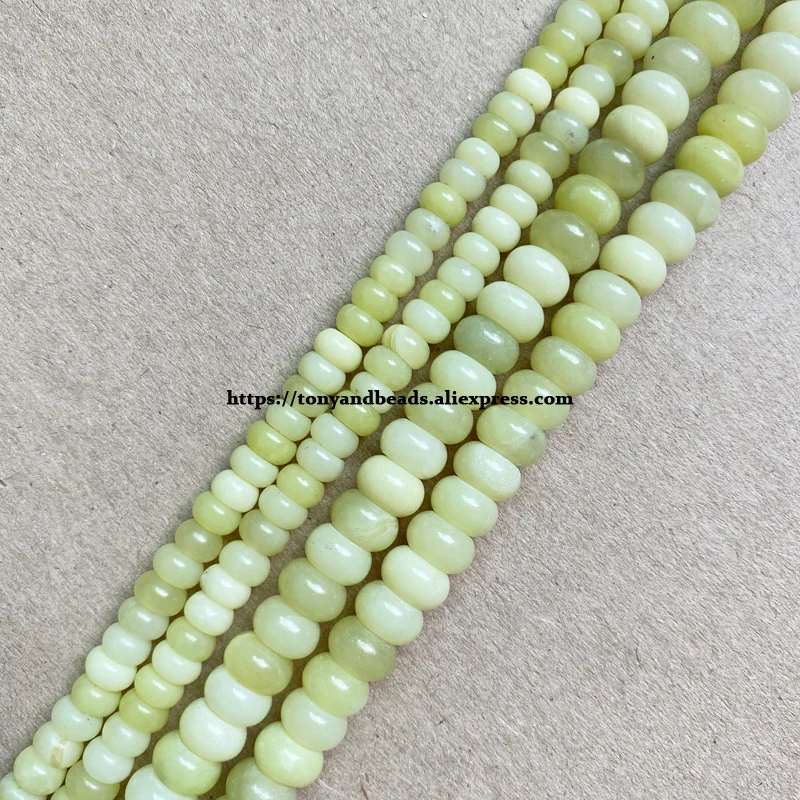 Natural Stone Smooth Rondelle Lemon Jade 7