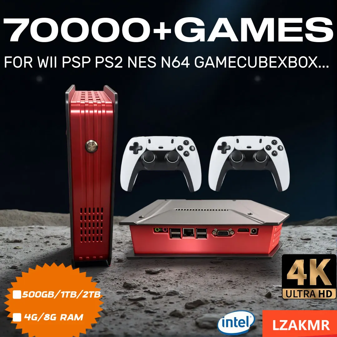 X4 Retro Family Video Game Console 1TB Dual System I3-3110M CPU Supports 4 Player Games for PS2 PSP Wii N64 DC SS Gift for Men