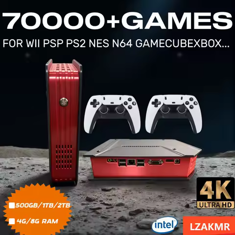 X4 Retro Family Video Game Console 1TB Dual System I3-3110M CPU Supports 4 Player Games for PS2 PSP Wii N64 DC SS Gift for Men