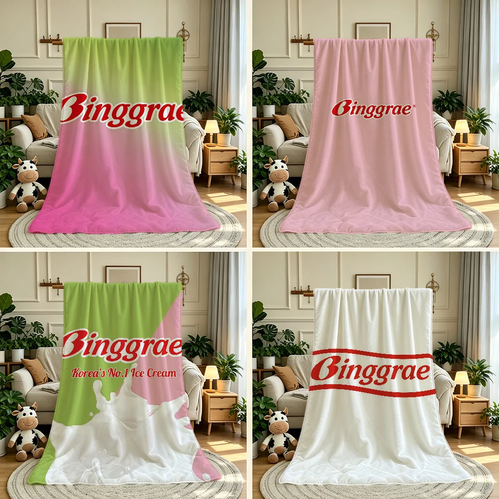 B-binggrae Logo Cute Blanket Throw Super Cosy Plush Living Room Sofa Couch Childish Birthday Gifts