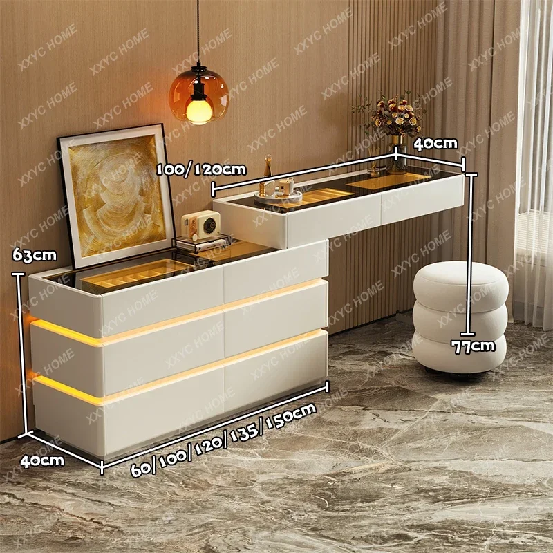 

A Modern Light Luxury Minimalist Dresser Chest Cabinet Integrated Makeup Table