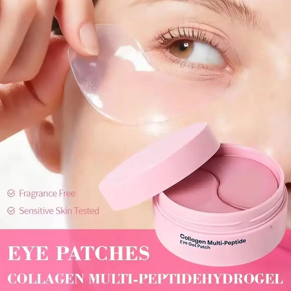 Parches de Colágeno Multi-Péptidos para Ojos Hinchados, Ojeras y Arrugas, Mascarilla Iluminadora e Hidratante para Debajo de los Ojos, 60 Parches de Gel