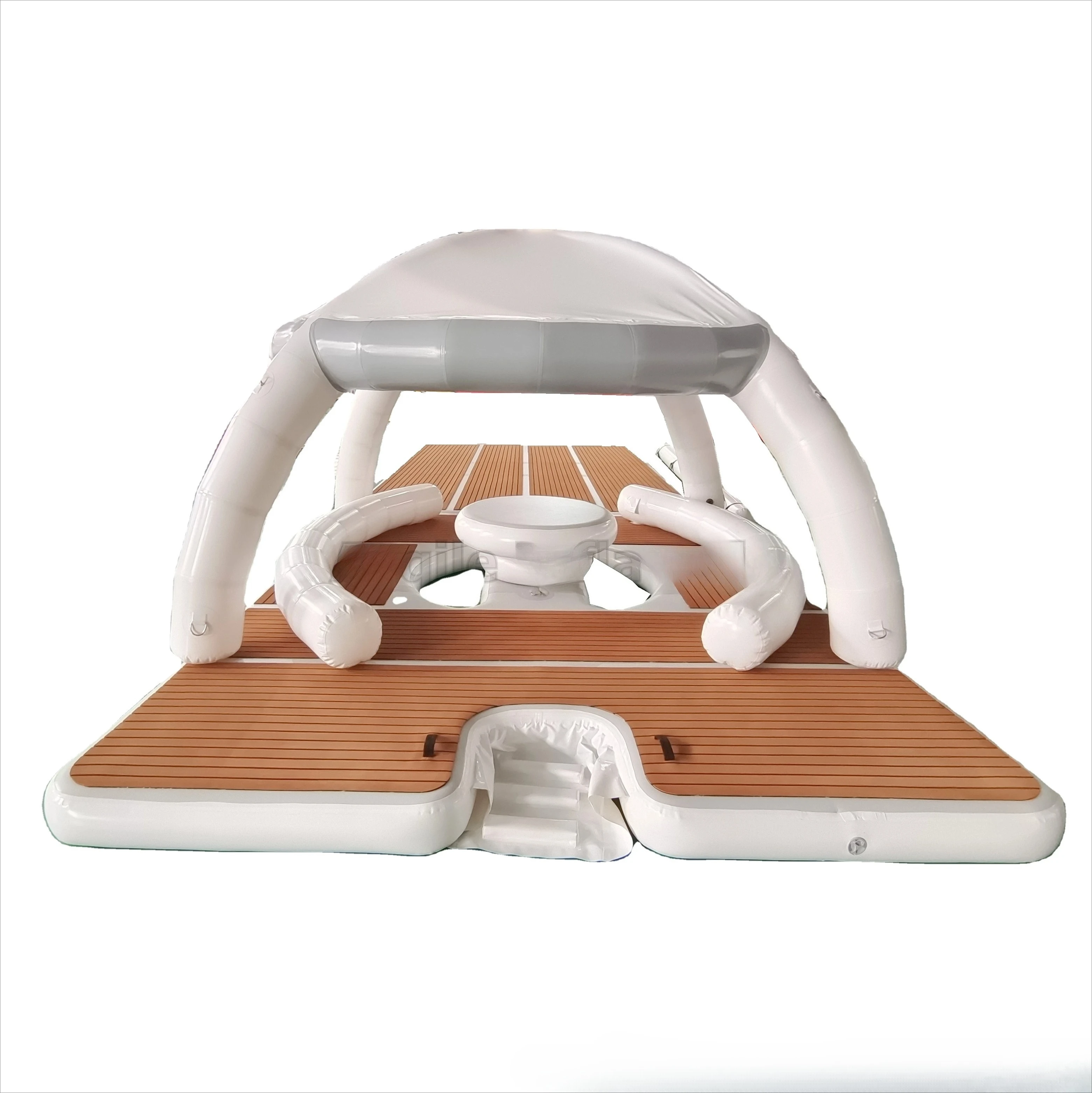 

Inflatable Floating Sun Deck Floating Island Lounge Party Leisure Platform Inflatable Floating Party Dock With Tents