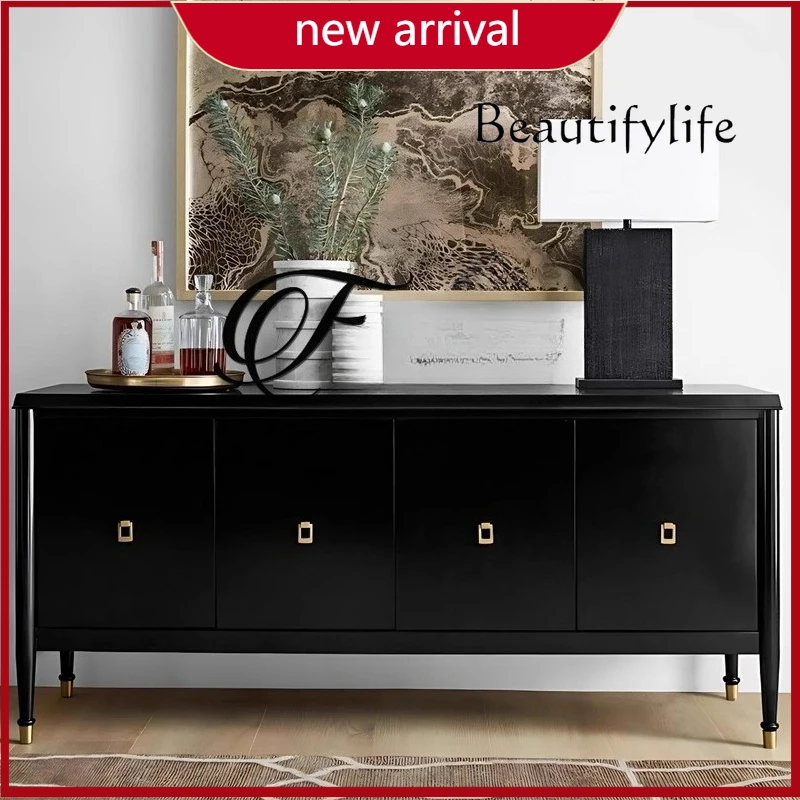 

C American Side Cabinet Solid Wood Modern Simple Entrance Cabinet Light Luxury Living Room Storage Decoration Cabinet