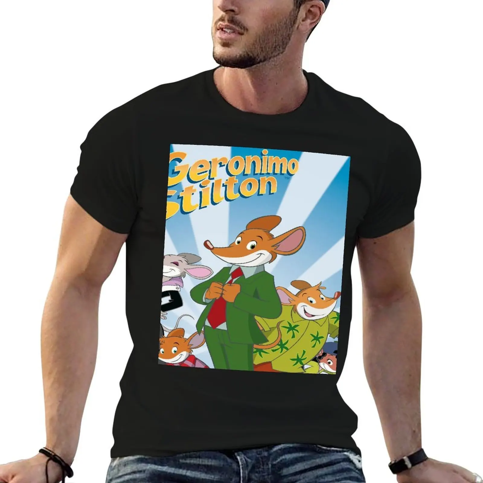 Camiseta Geronimo Stilton, camiseta esencial, camisetas para hombre, paquete de camisetas gráficas de algodón para hombre, camiseta