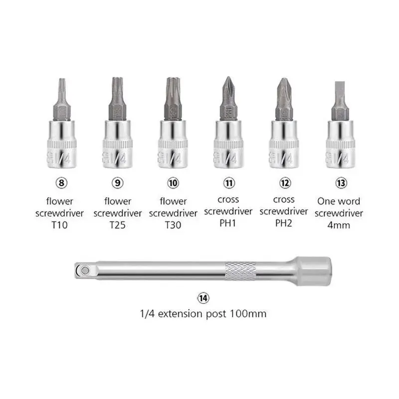 15pcs Torque Wrench Set 1/4\