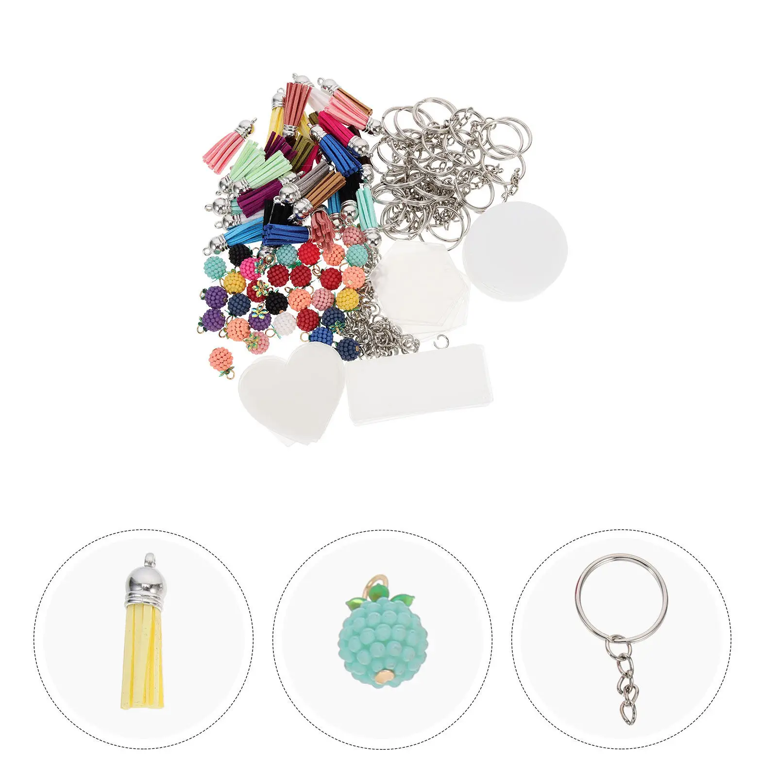 

1 Set Acrylic Keychain DIY Kit Creative Unique Sublimation Keychain Blanks Tassel Keyring Making Supplies for Handmade Pendant
