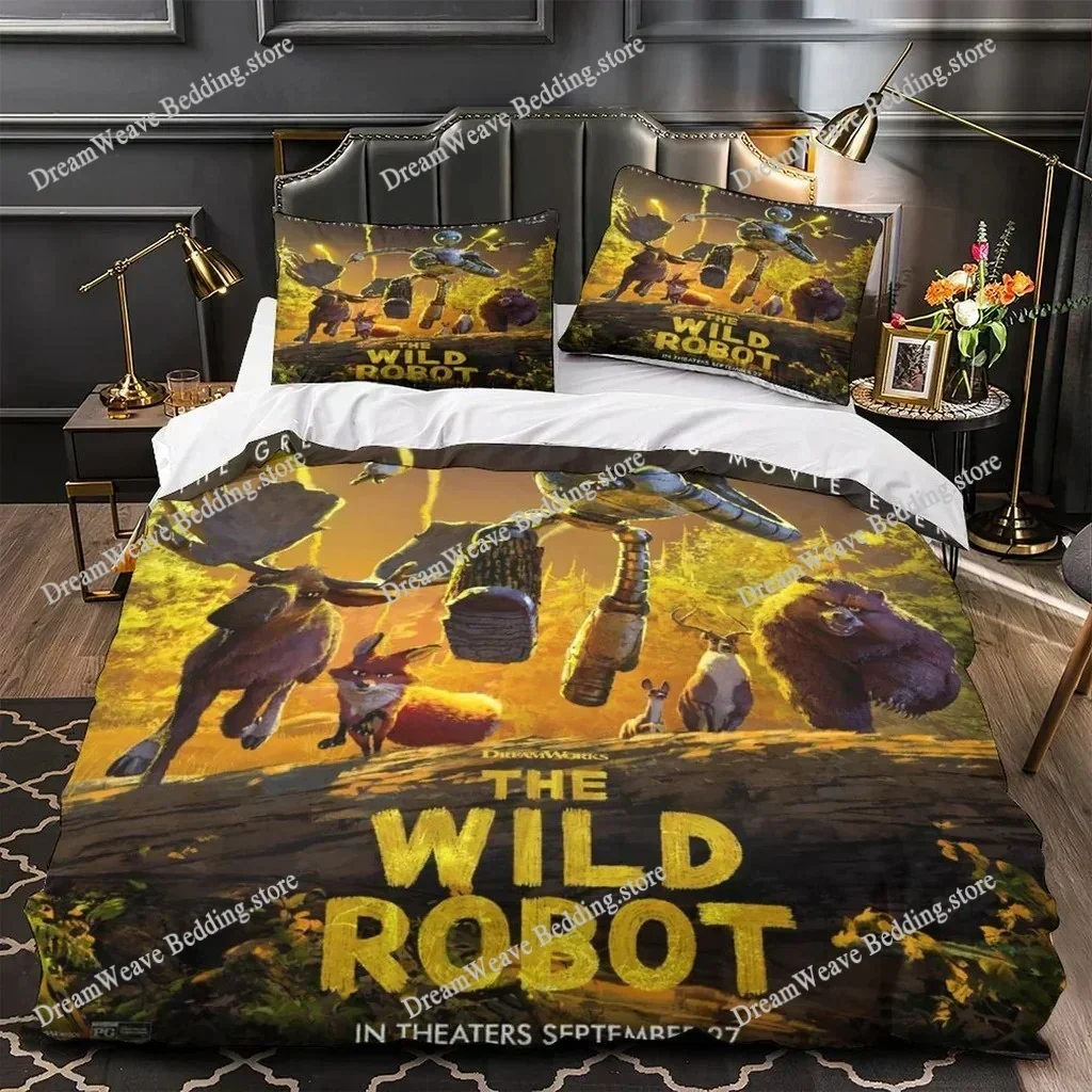 Cartoon The Wild Robot 3D Printed Duvet Case Pillowcase Bedding Set Twin Full Queen King Size For Bedroom Decor Home Textile
