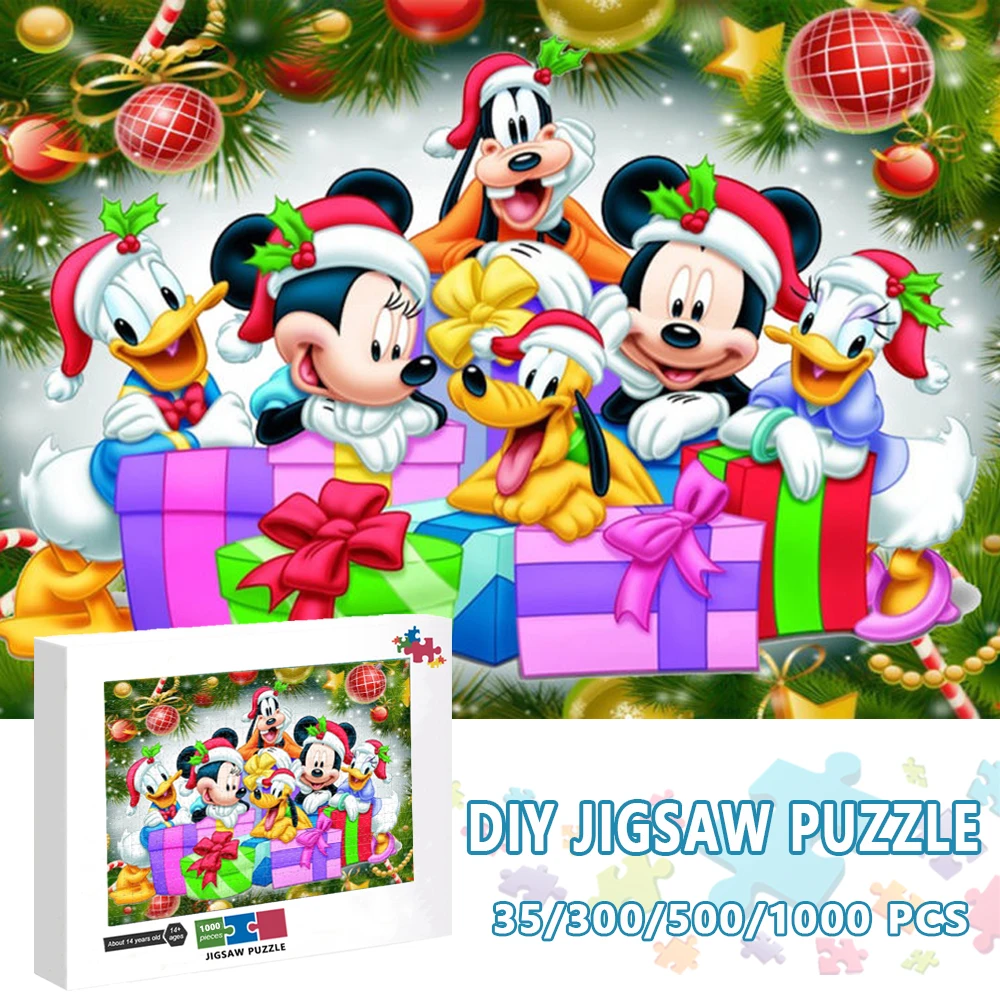 Mickey Mouse and Donald Duck Puzzle Disney 300/500/1000 Pieces Wood Jigsaw Puzzles Diy Children's Educational Toys Funny Gifts