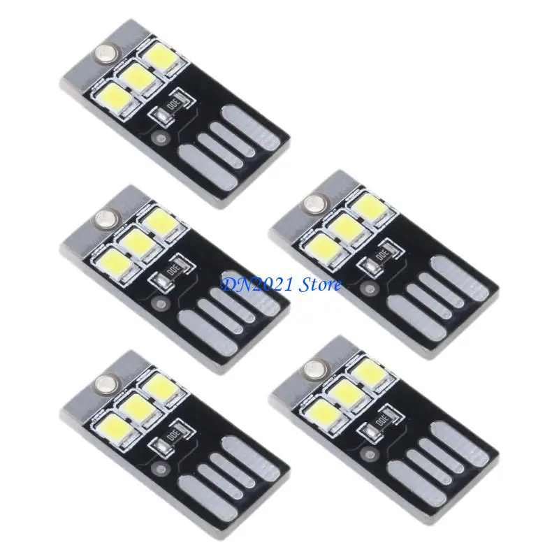 F3KE 5Pcs USB LED Lamp Night Light Pocket Card Lamp Keychains LED Reading Book Lights for Laptop Power