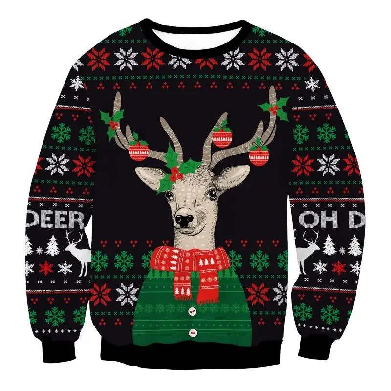 Crewneck Pullover Animal Graphic Sweatshirts for Men Tracksuit Ugly Christmas Oversized Streetwear Couple Outfit Male Clothing