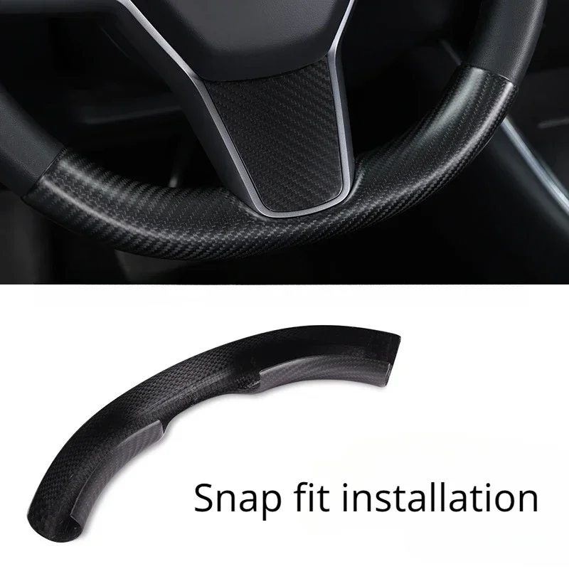 Steering Wheel Cover for Tesla Model 3 Y Real Dry Carbon Fiber 3K 240G Handmade Steering Wheel Shell Snap-in Covers Accessories