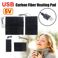 Almohadilla calefactora de fibra de carbono USB de 5V, calentador corporal cálido para invierno, película calefactora de calentamiento rápido, estera térmica eléctrica infrarroja para invierno para fiebre