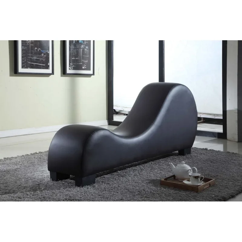 Yoga Chair Lounge Collection for Streetching & Relaxation Modern Faux Leather Curved Furniture, Living room Bedroom Accent Pieca