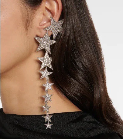 European and American popular heavy industry exaggerated star inlaid ear clip