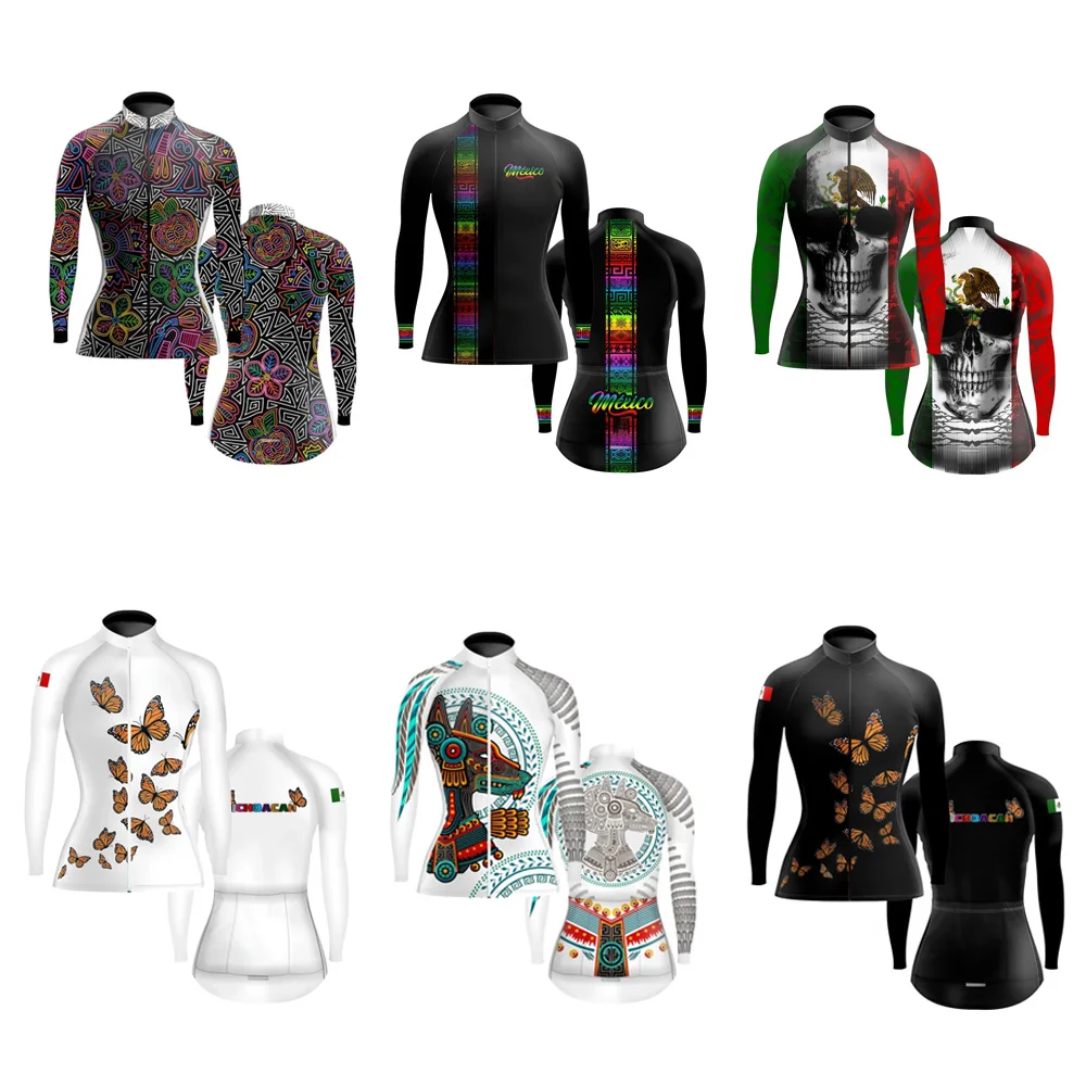 

Mexico Woman Long Sleeve Cycling Jersey Spring And Autumn Annals Wear Bicycle Clothing Mountain Bike Coat Female Mtb Jersey
