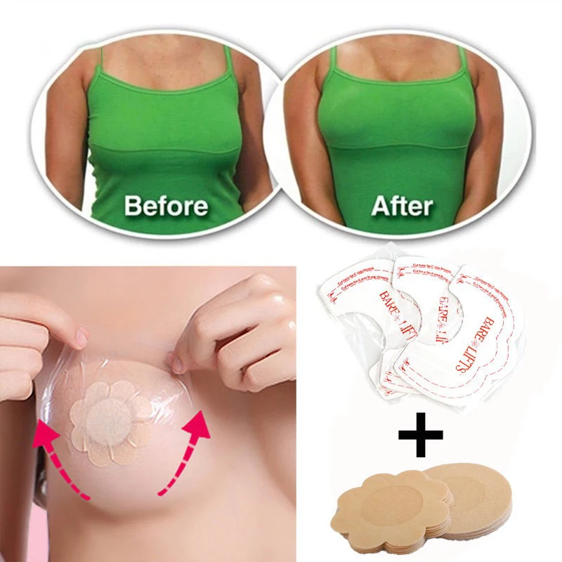 Set 10Pcs Breast Lifts Nipple Tape/Nipple Cover Chest Stickers/Push Up Bra Pad (keep Breasts Up)