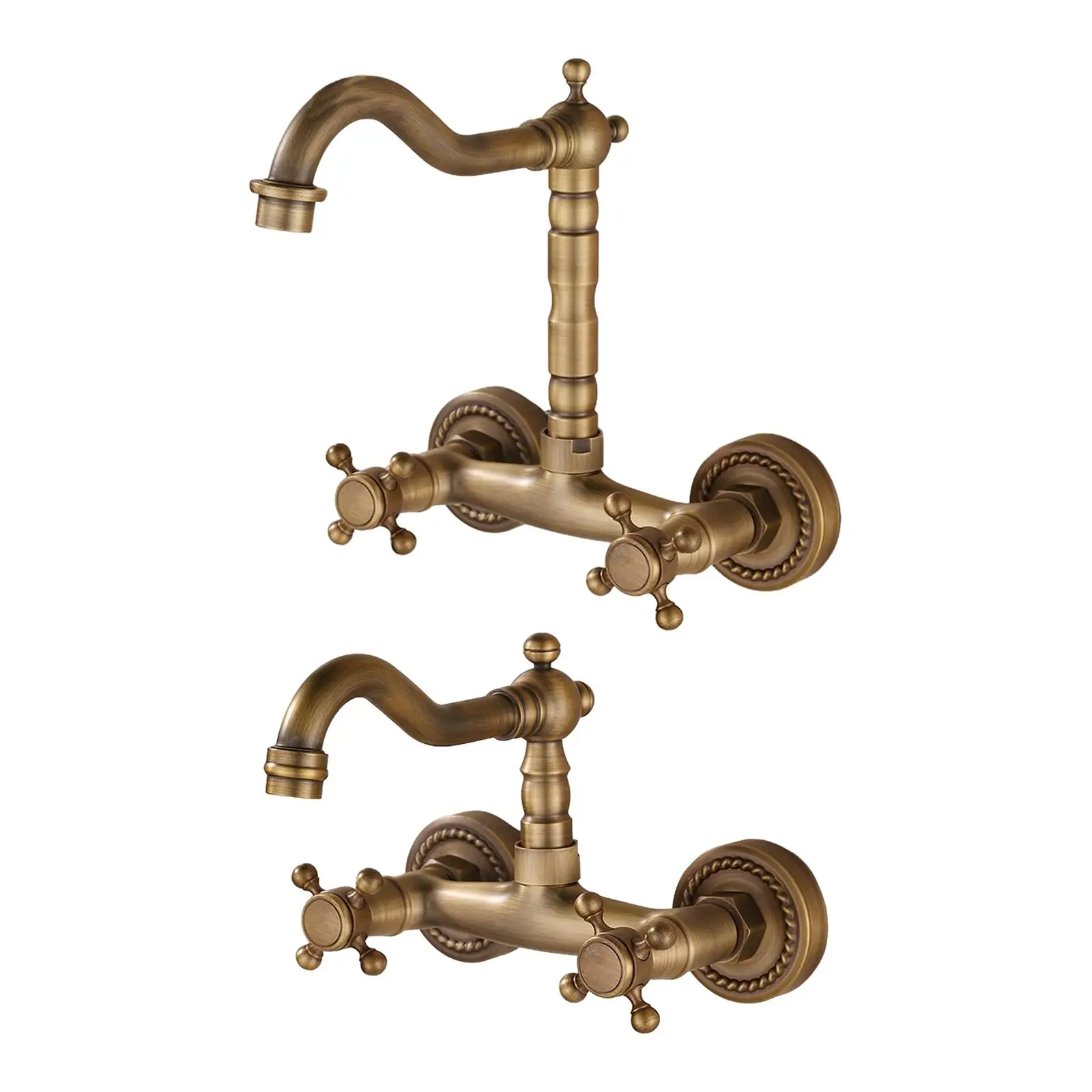 Wall Mount Kitchen Faucet Two Cross Handle Bathroom Sink Mixer Brass Easy Installation for Hotel Laundry
