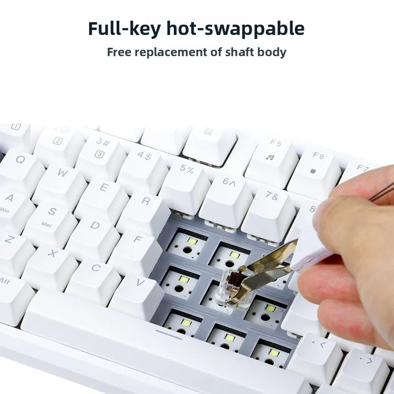 RKR87 Проводная механическая клавиатура для киберспорта, индивидуальная полноклавишная прокладка с возможностью горячей замены, три типа осей RGB игры/офис
