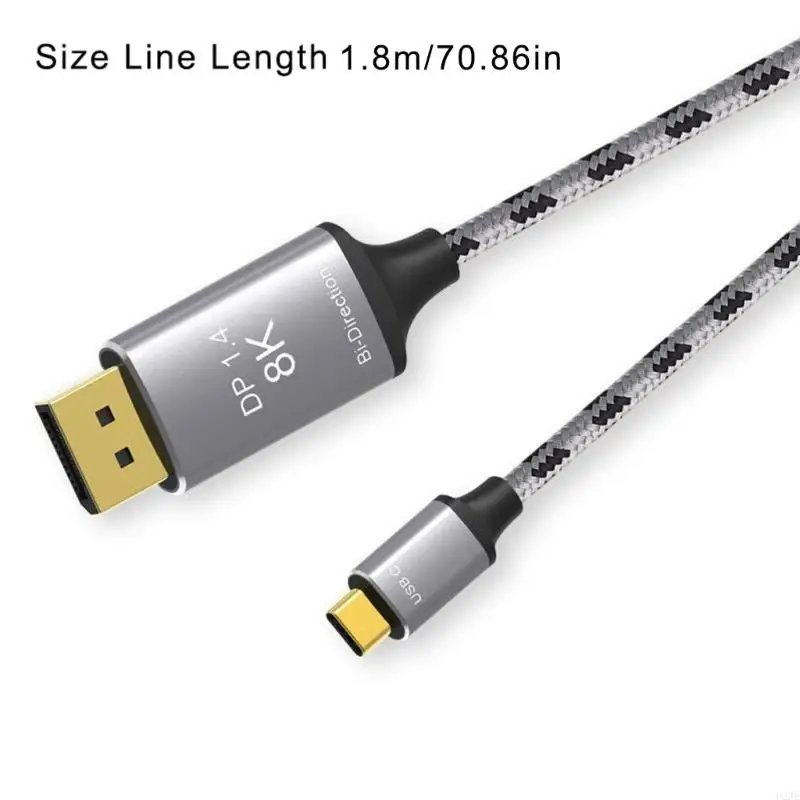 U2JE USB Type C To Displayport 1.4 Кабель адаптера 2M, 8K при 60 Гц шнур для усилений мониторов дисплеев