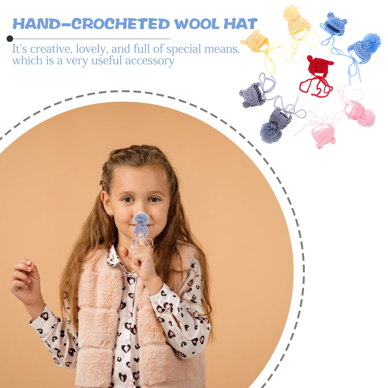 

9Pcs Creative Hand-Crocheted Wool Hats DIY Handmade Accessories for Girls Women Decorative Crafts Gift Option DIY Hats