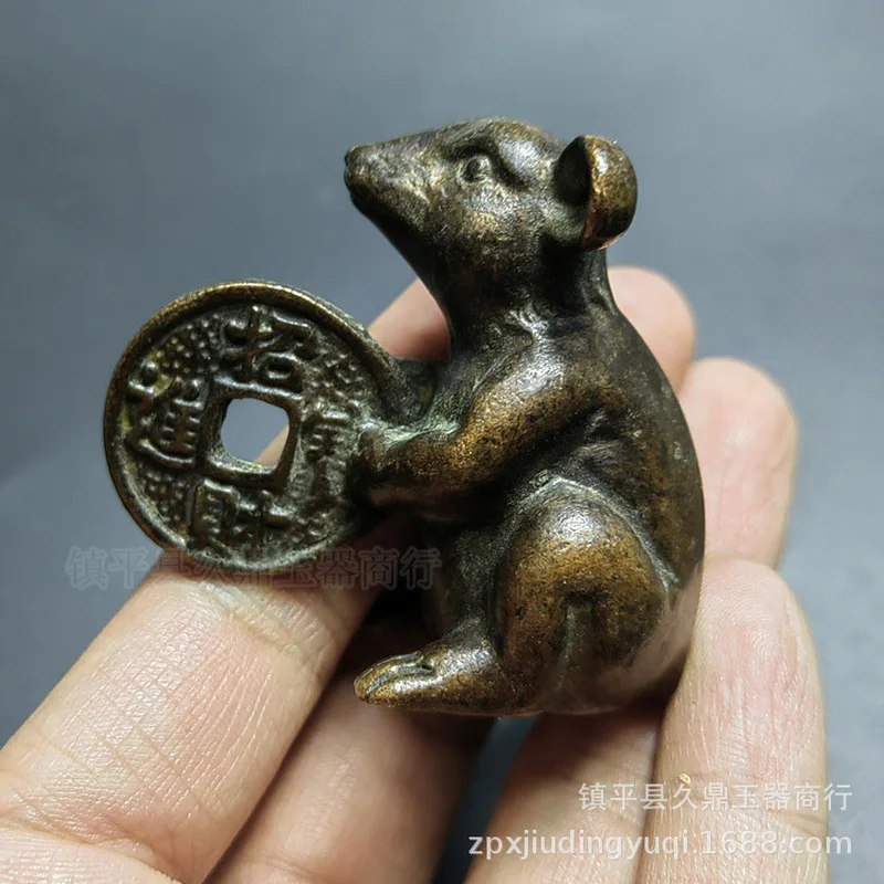 Bronze Zodiac Ornament, Money Rat Solid Tea Pet, Creative Craft for Home, Desktop