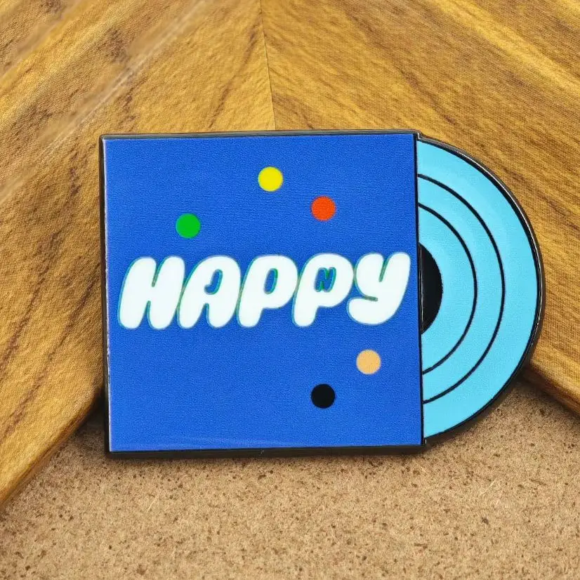 Kpop Jin Happy Solo Album Brooch Blue Vinyl Record Metal Badge Kim Seokjin Enamel Pin Fans Collection Gift Accessory