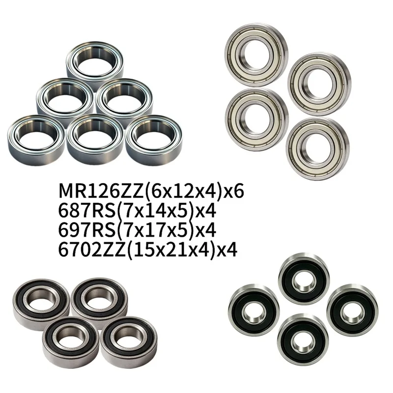 18Pcs Complete Sealed Ball Bearing Set for RC Truck Model, Transmission & Axle Housing Upgrade Parts