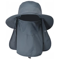 Fishing Hat for Men Women Outdoor Sun Cap UV Protection Breathable Wide Brim with Face Cover & Neck Flap for Camping Hiking