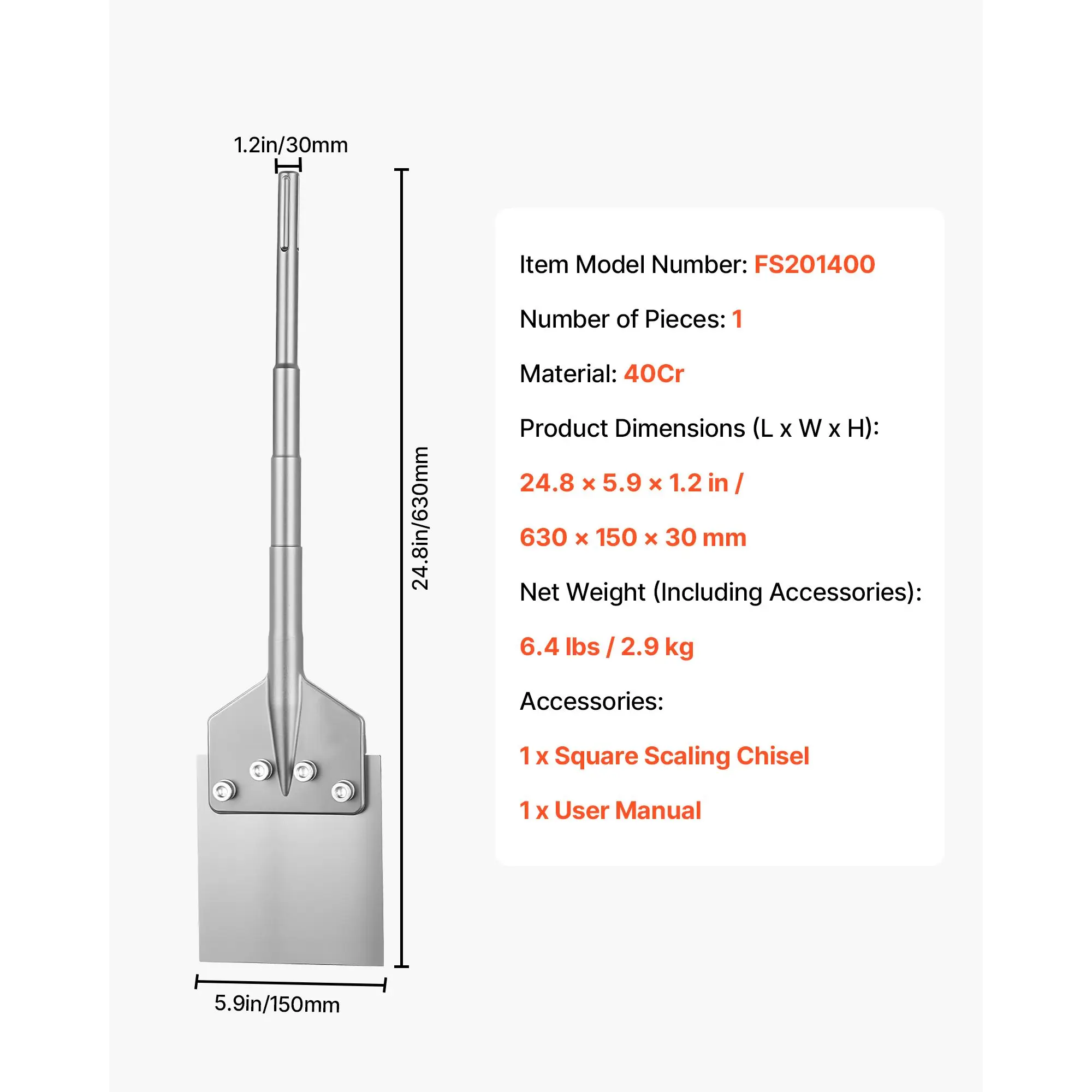 SDS Max Floor Scraper, 24.8
