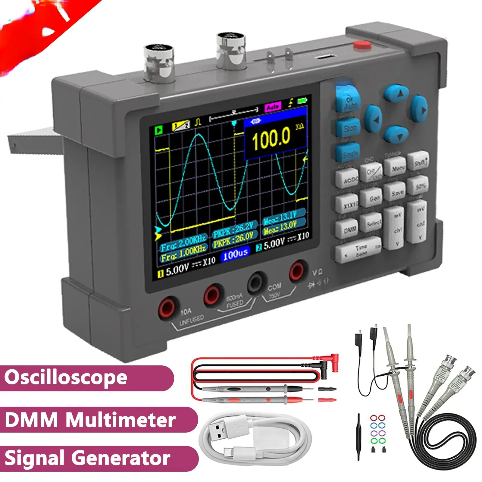 DSO3D12 Generator Machine Oscilloscope Multimeter 120Mhz Bandwidth 250MSa/s Sampling Rate DSO3D12 Test Equipment