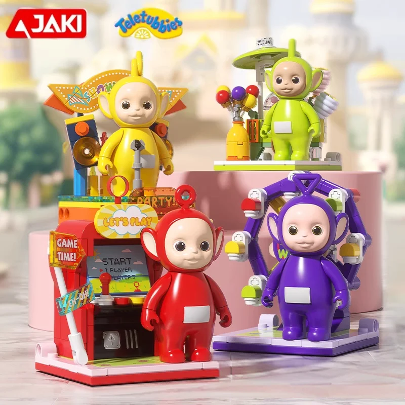 

JAKI Teletubbies Assembling Building Blocks Tinky Winky Dipsy Laa-Laa Amusement Park Scenes Toy Models Desktop Collection Gifts