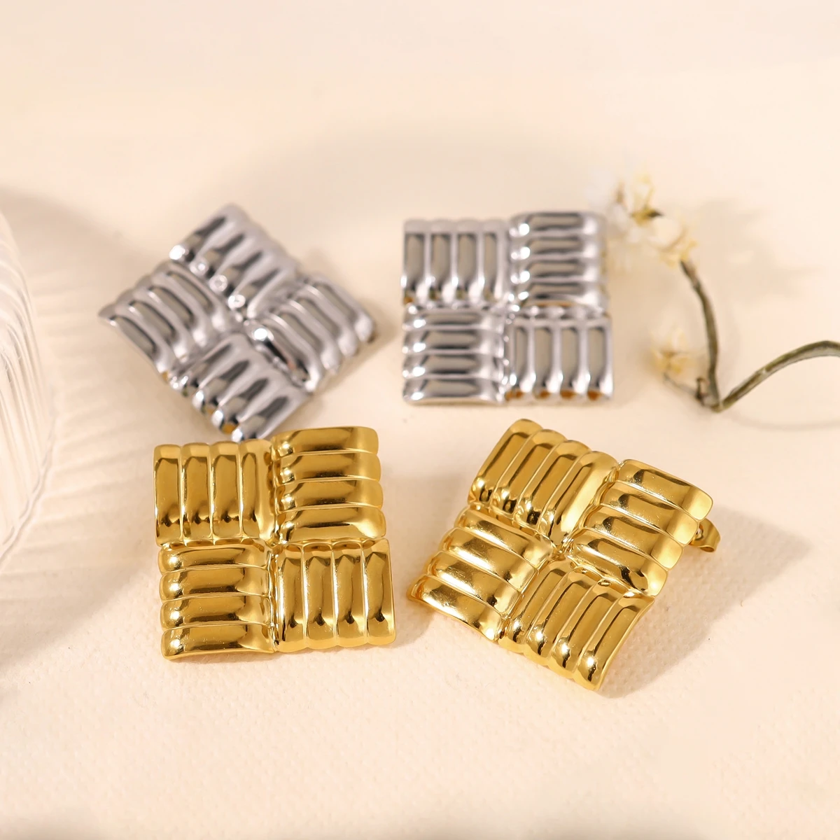 

WILD & FREE Geometric Metal Square Stainless Steel Drop Earrings for Women Punk Trendy Hip-Hop Statement Jewelry