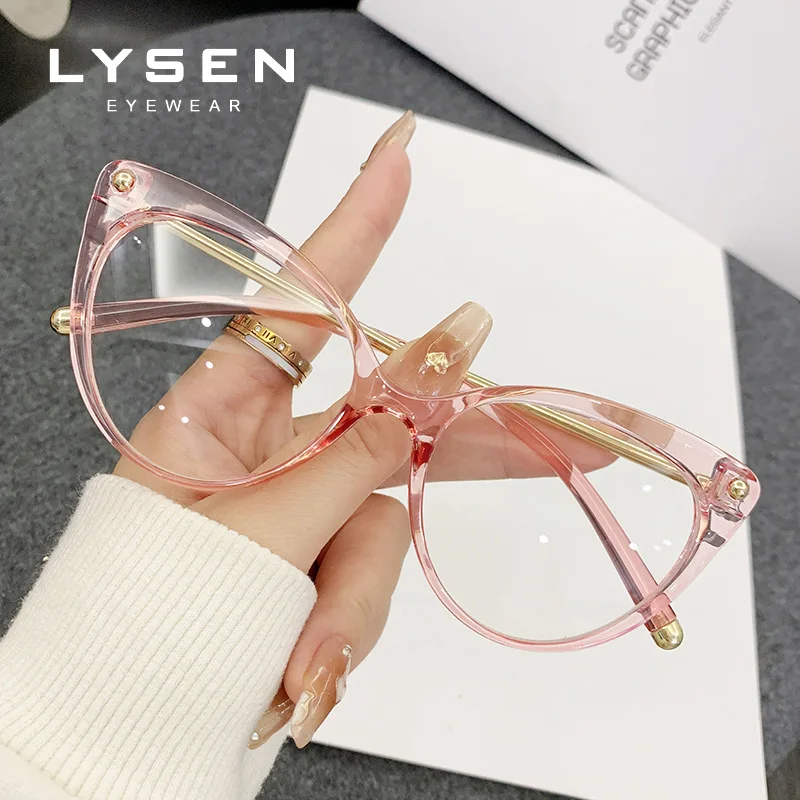 LYSEN موضة عين القط النساء نظارات للقراءة مكافحة الضوء الأزرق قصر النظر مخصصة المضادة للانعكاس النظارات الطبية التقدمية
