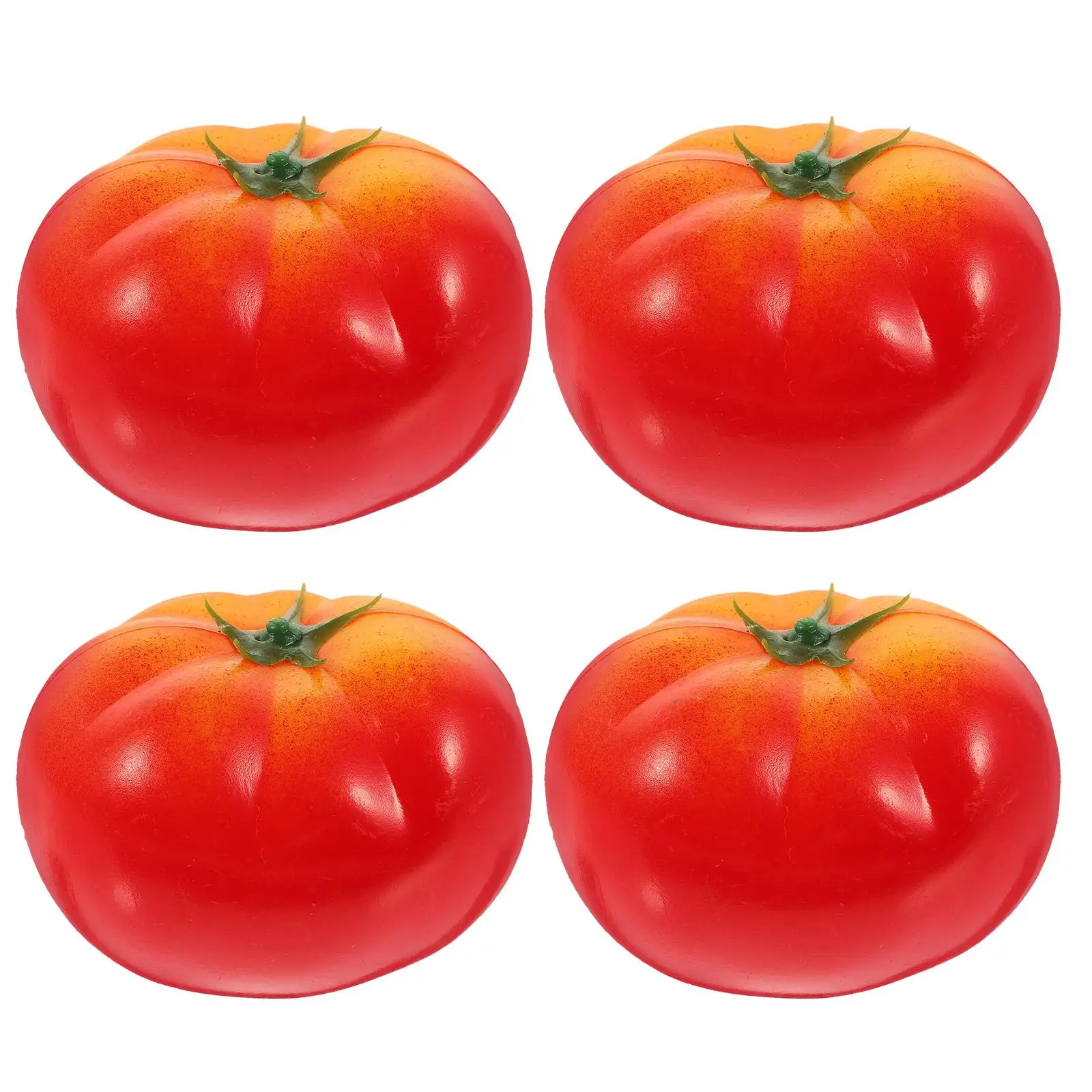 4 Pcs Plastic Tomato Model Lifelike Vegetable Simulation Pumpkin Props Decorations Toddler Foam Tomatoes Models