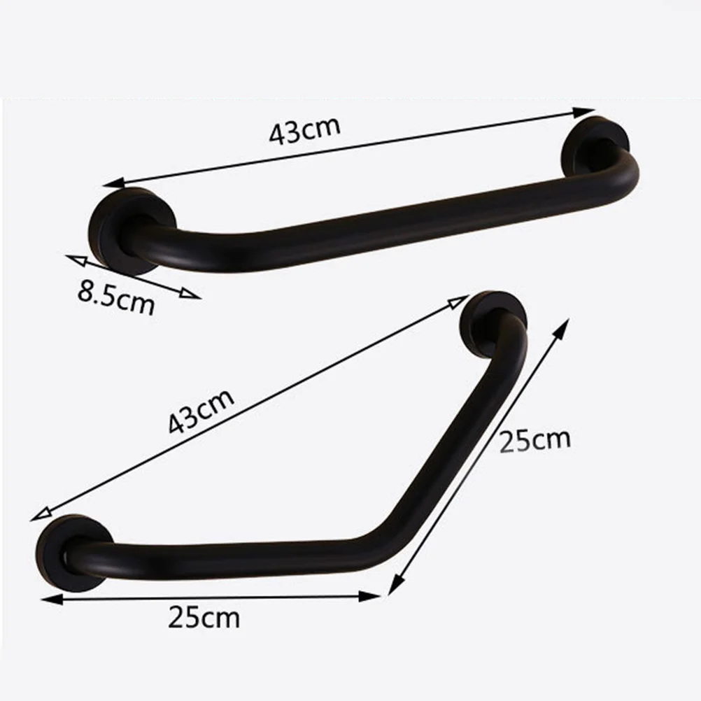 المضادة للانزلاق مقبض إمساك 43 سنتيمتر حمام من الفولاذ المقاوم للصدأ الأسود درابزين السلامة الحائط لكبار السن حوض الاستحمام قبضة الدش #4