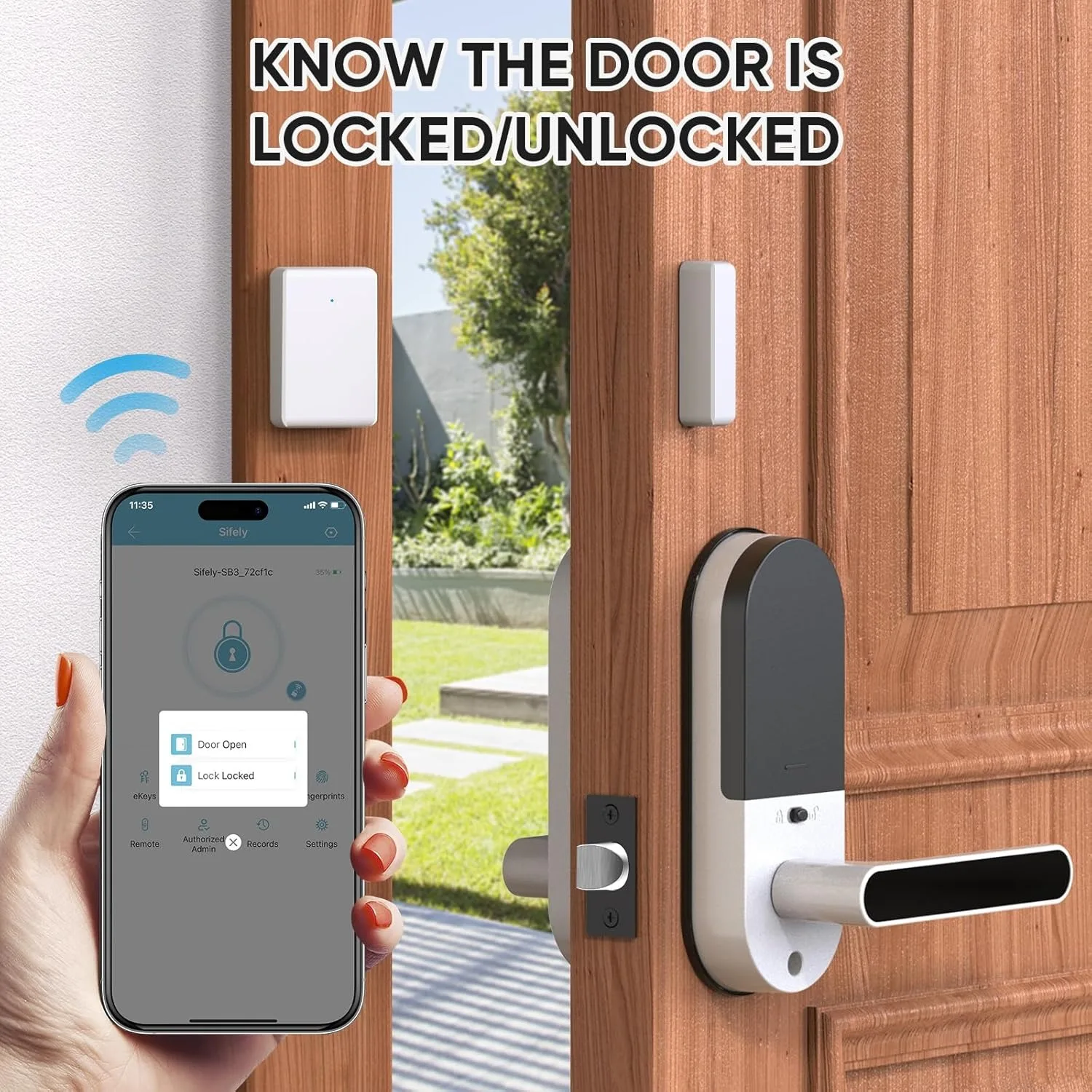 CDOK DS2 wireless door sensor G2 gateway TTlock APP remote unlocking, automatic locking, alarm if the door is not closed image 2