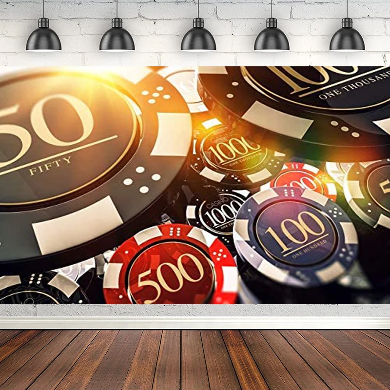 Casino Chips Photography Backdrop Las Vegas Nevada Gambling House Bargaining Chip Roulette Wheel Lucky Card Game Background