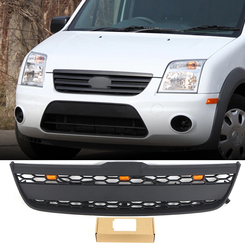 

Front Grill With Led Lights Bumper Grille Auto Parts Accessories Fits For 2010 2011 2012 2013 Ford Transit Custom Grill