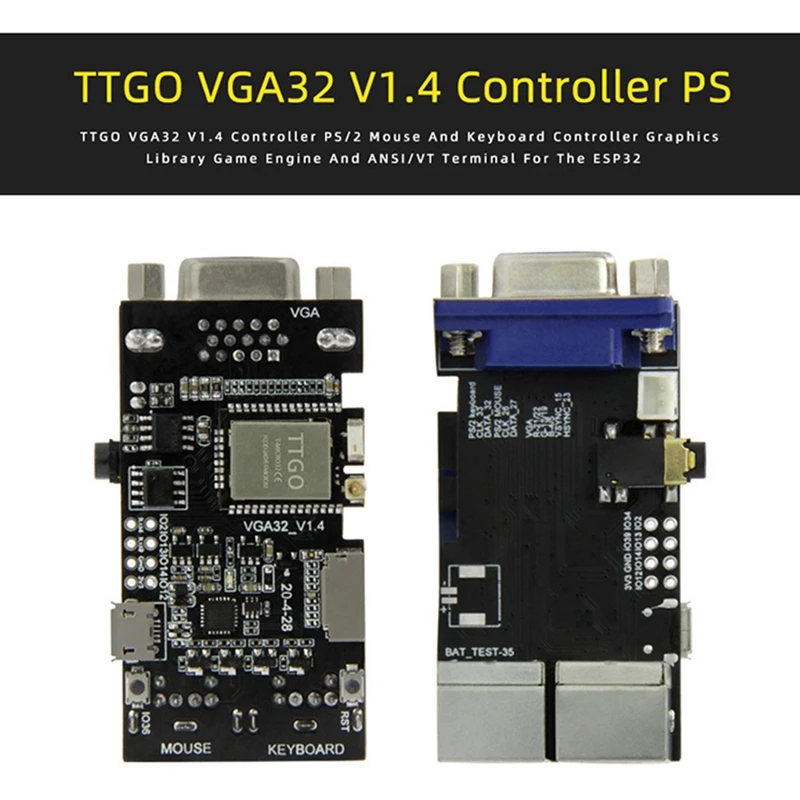 Fabgl VGA32 VGA ESP32 Модуль PSRAM V1.4 Контроллер PS/2 Мышь Клавиатура Графическая библиотека Игровые клеммы ANSI/VT