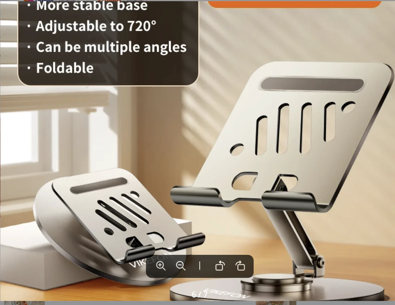 

Ultra-stable 360-degree rotation dual adjustable foldable non-slip metal phone stand compatible with iPhone16 iPad for desk use