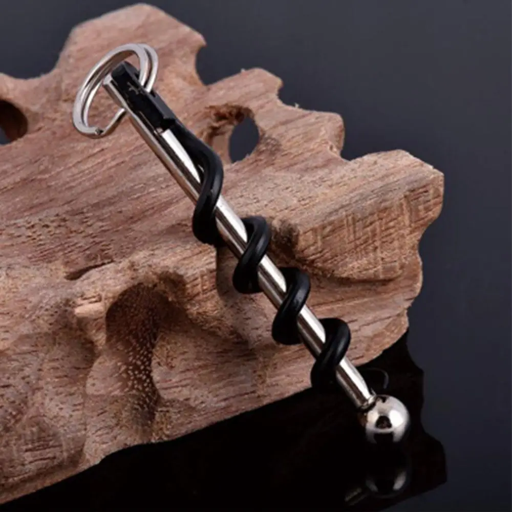 Portable Stainless Steel Keyring Red Wine Bottle Opener Corkscrew Cork Puller Twist Stick