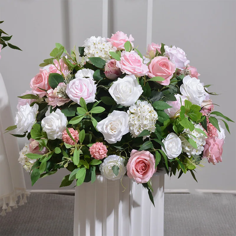 Imagem -04 - Arranjo do Arco do Casamento com Flores Artificiais Decoração do Cenário Fileira da Flor Fileira da Flor Estrada Conduzindo Fileira da Flor