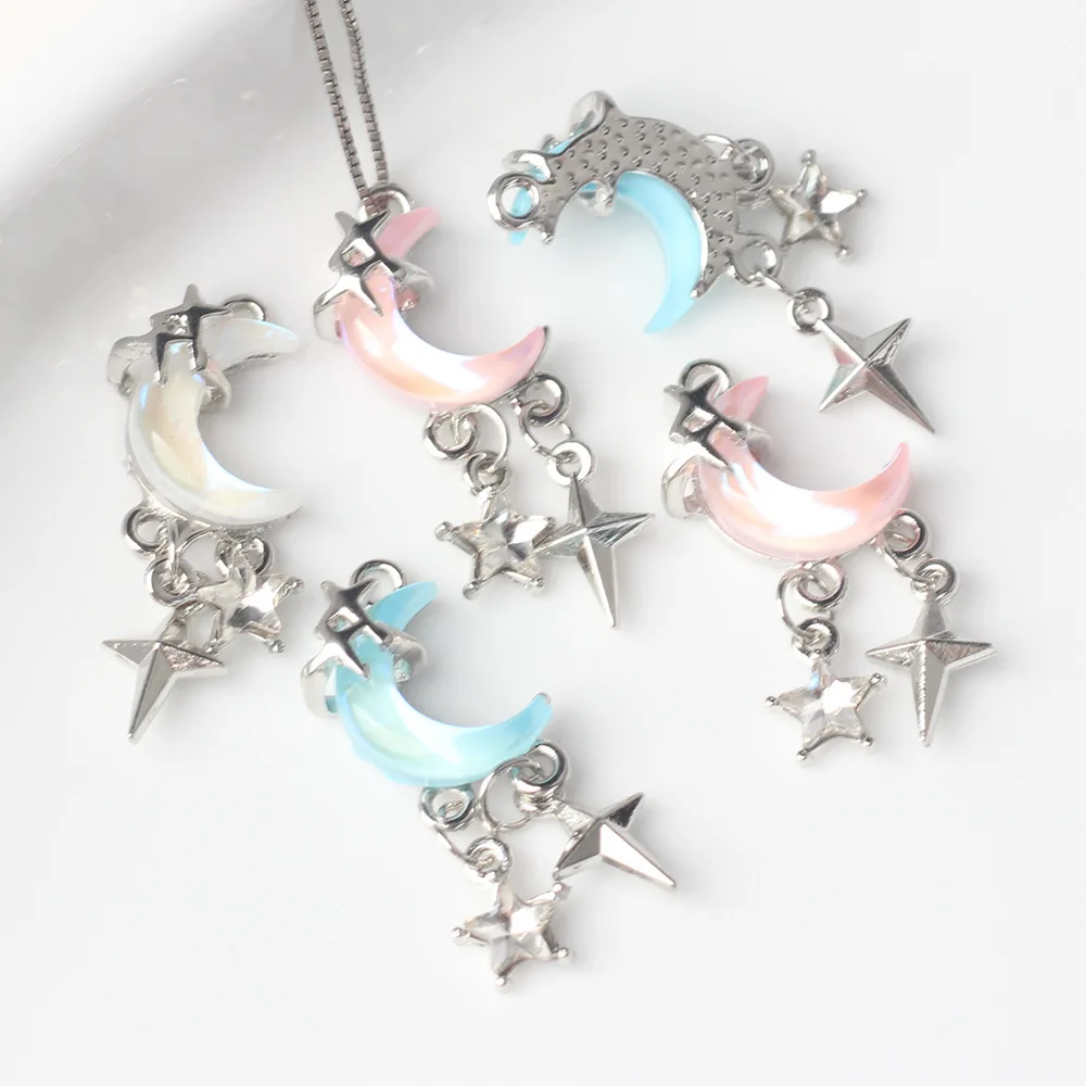 

6pcs/lot 17*11MM Zinc Alloy Resin Set Hexagram Star Moon Pendant Charms for Necklace Bracelet Jewelry Diy Accessories