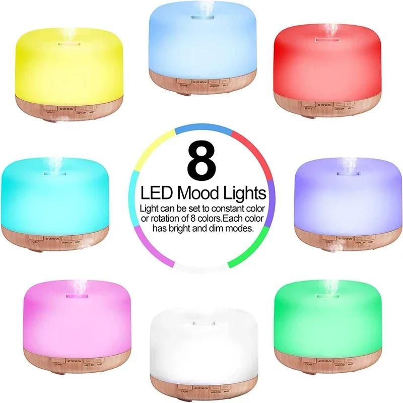 Mini Size Wood Grain Aroma Diffuser Usb Essential Oil Humidifier With Colorful Night Lights Air Humidifier Machine 500ml Home