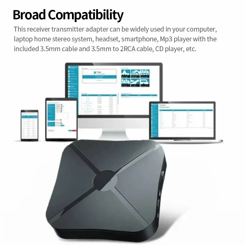 TenYua KN319 جهاز ريسيفر استقبال وإرسال بلوتوث 2 في 1 ستيريو استقبال الصوت محول محول لاسلكي مع RCA 3.5 مللي متر AUX للسيارة #3