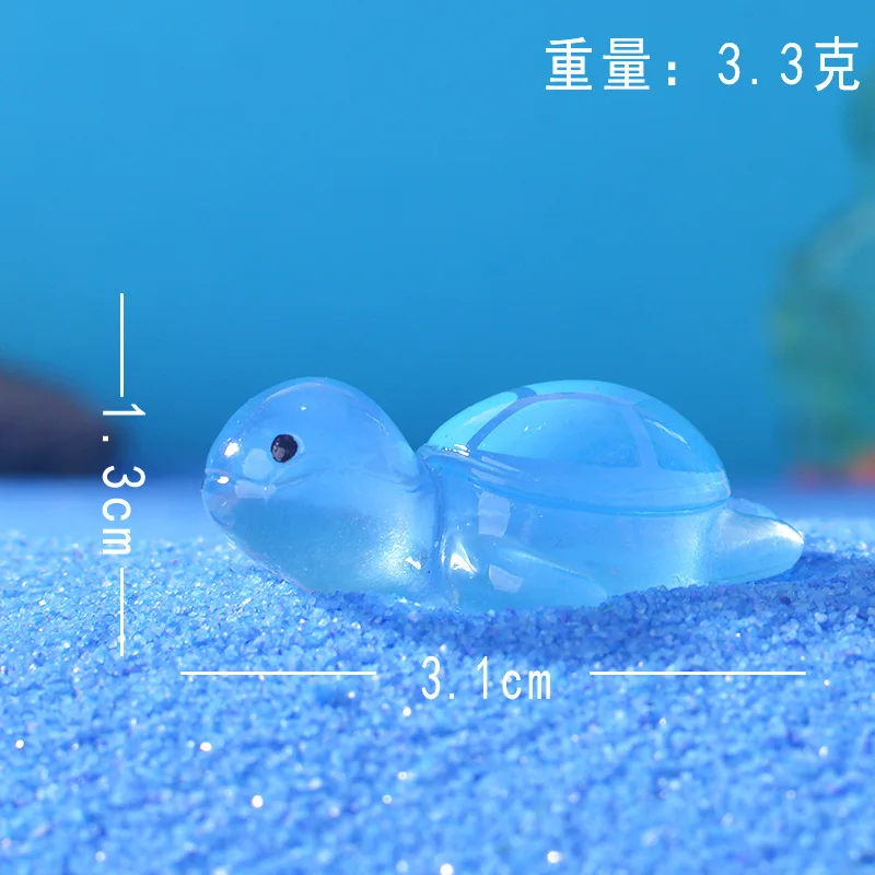 10Pcs Cartoon Cute Colorful Little Turtle Luminous Car Trinket Crystal Ball Decorative Accessories